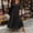 Black plus size boho dress a1, variant on Women Plus Size V Neck 3/4 Sleeve Maxi Dress Layered Flowy Boho Casual Solid A-Line Long Vacation Dresses, Orange 5XL