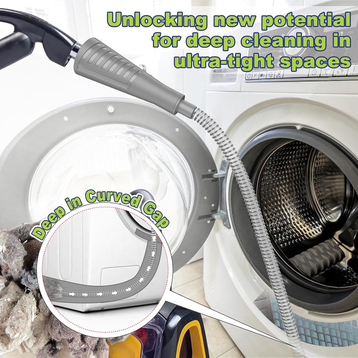 MKEUDQ-Dryer Vent Cleaner Kit Dryer Lint Vac Attachment with Brush, Lint Remover, Dryer Vent Vacuum Hose Cleaning Tools, Grey
