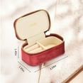 thumbnail image 4 of Mini Travel Jewelry Box, Tiny Plush Velvet Jewelry Case for Women and Girls, Pocket Size Jewelry holder organizer for Rings Earrings and Small Items(Burgundy), 4 of 6