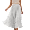 thumbnail image 5 of Arlun Maxi Skirts for Women Elastic High Waisted A Line Long Layered Tutu Mesh Ruffles Tiered Flowy Elegant Skirt for Spring and Summer White One Size, 5 of 8