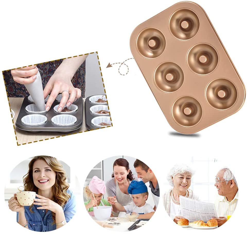Makes Individual Full-Sized Donuts or Baked Treats 6-Cavity Doughnut Baking Pan Mini Non-Stick Donut Baking Pans Home DIY Tool High-carbon Stainless Steel Donut Mold Baking Pan