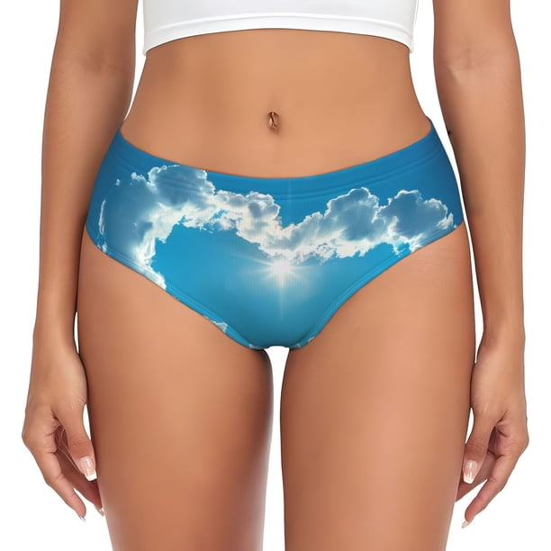 Balery Heart Shaped Cloud Ropa Interior de Algodón para Mujer con Dibujo – Braguitas Cómodas y Elásticas, Estilo Clásico-Medium