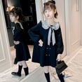 thumbnail image 5 of Zhuashum Boho Dress For Girls Long Sleeve Round Neck Sundress Plaid Prints Outfits Princess Dress Sweet Autumn Winter Cute Floral Sundress For Kids Black 5-6 Years, 5 of 9