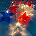 thumbnail image 5 of Elainilye Patriotic Star String Lights, Red White Blue 4th of July Fairy Lights, Outdoor Indoor Holiday Decor for Independence Day Party, Backyard, Porch, Festive Celebration, 5 of 8