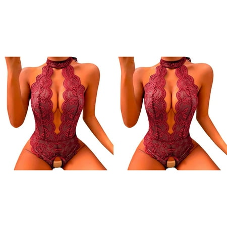 Wijhcboe 2 Pack Women Your Side of The Bed Lingerie Fashion Lingerie Roleplay Lingerie 1/4 Cup Bra Lingerie plus Size Sexy Women Red Pregnancy Pajama Set Christmas Plaid Lace Lingerie Chris