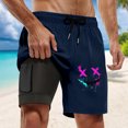 thumbnail image 3 of Mens Swim Trunks with Compresssion Liner 2026 Summer Casual Elastic Waist Board Shorts with Pockets Swim Shorts Beachwear, 3 of 5