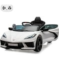 thumbnail image 3 of OUYAWEI 12V Ride On Sports Corvette Electric Car Remote Control LED Lights Music White Boys Girls, 3 of 7