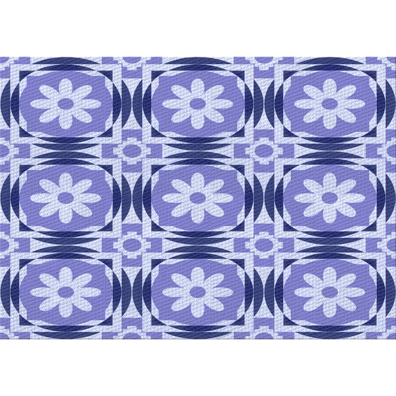 Ahgly Company Machine Washable Indoor Rectangle Transitional Royal Blue Area Rugs, 2' x 5'