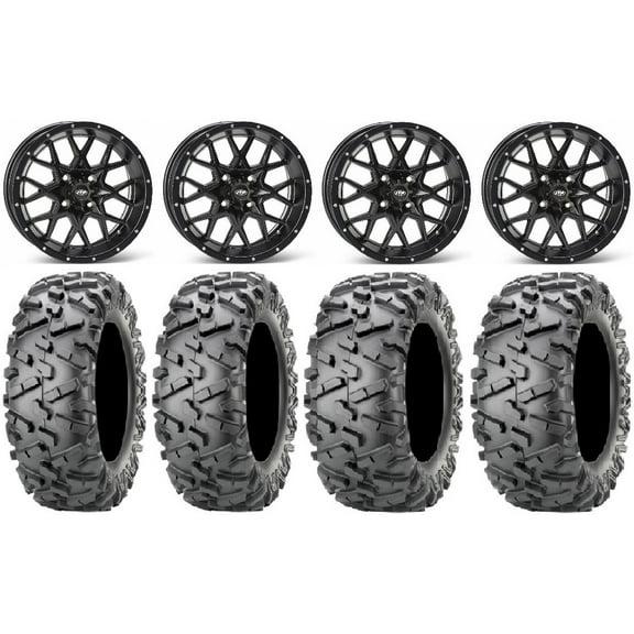 ITP Hurricane 12" Wheels Black 27" BigHorn 2.0 Tires Honda Foreman Rancher SRA
