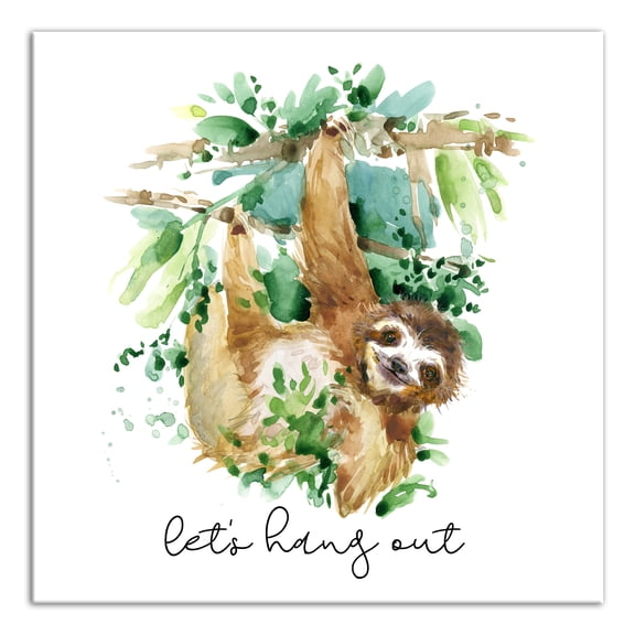 Creative Products Let's Hang Out Sloth 16x16 Canvas Wall Art