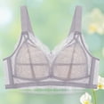 thumbnail image 4 of Jinhomg Women's Everyday Bras, Plus Size Wireless Sheer Lace Full-Coverage Bra for daily and T-shirt wear, Back Closure, Lace No Print, Soft Support Purple 42, 4 of 9