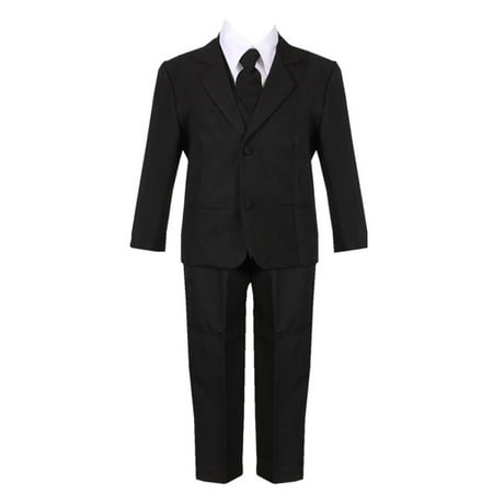 Boys Black 5 Piece Classic Vest Jacket Pants Special Occasion Suit