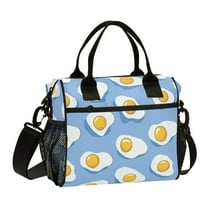 FORMRS Insulated Lunch Bag Unisex Large Capacity with Shoulder Strap, Playful Fried Eggs