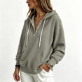 thumbnail image 4 of Teylalorva Womens Outerwear Jackets Classic Oversized Hooded Button Drawstring Pocket Pullover Sweatshirt Fall Winter Gray Size XL, 4 of 6
