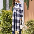 thumbnail image 4 of Long Flannel Shirt Women Lapel Collar Button-up Plaid Jackets Travel Casual Winter Warm Fleece Long Sleeve Plaid Shirts with Chest Pockets, 4 of 9
