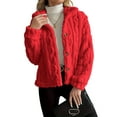 thumbnail image 3 of Jackets for Women Long Sleeve Comfy Warm Button Down Zip Up Stand Collar Plus Size Winter Clothing Red S, 3 of 7