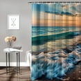 thumbnail image 2 of Orinice  Shower Curtain Set Beautiful Sunrise Over Sea Beach Sunny Sunset Marine Natural with Non-Slip Rugs Toilet Lid Cover and Bath Mat Bathroom Decor Set  60x72, 2 of 7
