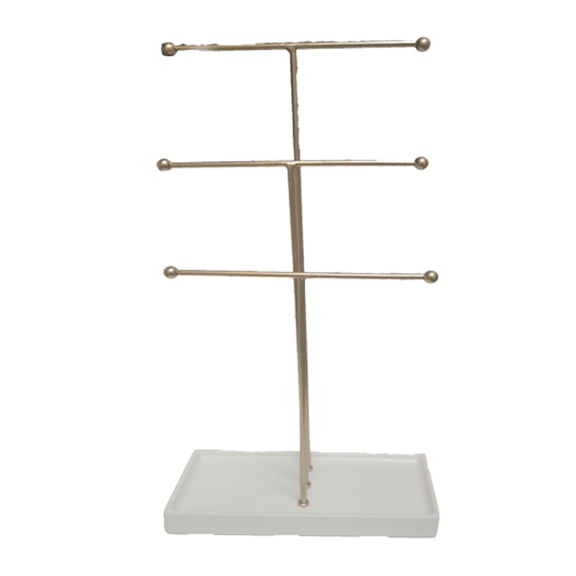 Gold 3 Tier Jewelry Storage Stand Necklace Earring Holder Ring Organizer Display Rack