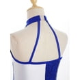 thumbnail image 5 of LiiYii Girls Latin Dance Bodysuit Shiny Sequins Halter Tassel Leotard Sleeveless Color Block Fringed Dress Blue 10, 5 of 7