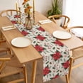 thumbnail image 3 of Christmas Poinsettia Table Runner 60 Inches Long Farmhouse Dress Scarves, Xmas Red Flowers Pine Cones Vintage Dining Tablerunner for Coffee Table/Kitchen Island/Party Décor, 13" x 60", 3 of 8