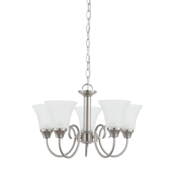 31808-962-Sea Gull Lighting-Holman - Five Light Chandelier   Brushed Nickel Finish with Satin Etched Glass