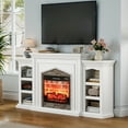 thumbnail image 5 of LGHM 80" Fireplace TV Stand with Storage & Bookshelves, Electric Fireplace with Mantel, Farmhouse Entertainment Center for TVs up to 90", White, 5 of 10