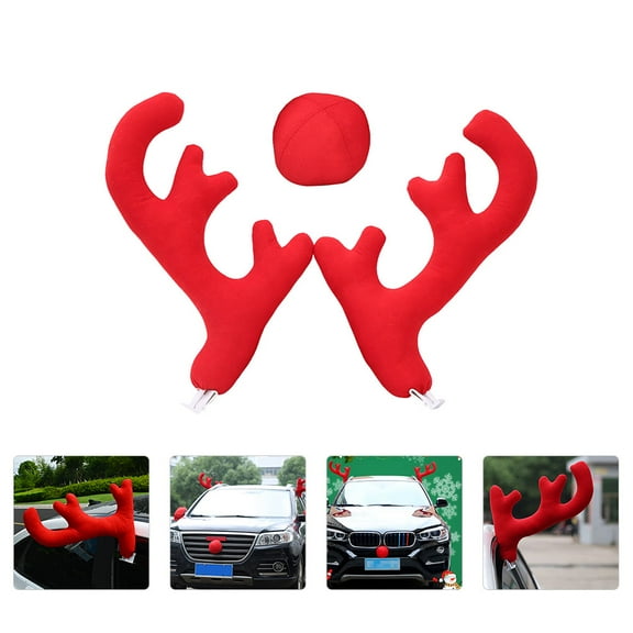 WASHWEPE Car Antlers for Friends and Families Red 1 Set 15.4x13in
