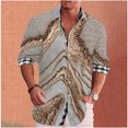 thumbnail image 1 of Camisa con botones y cuello estampado retro con patrón geométrico cuadrado para hombre, ropa informal de calle cómoda y suave, de talla grande, 1 of 6