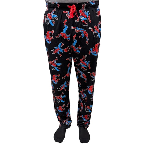 Men's Marvel Spider-Man Lounge Pants Mens Pajama Sleepwear All Over Print Black