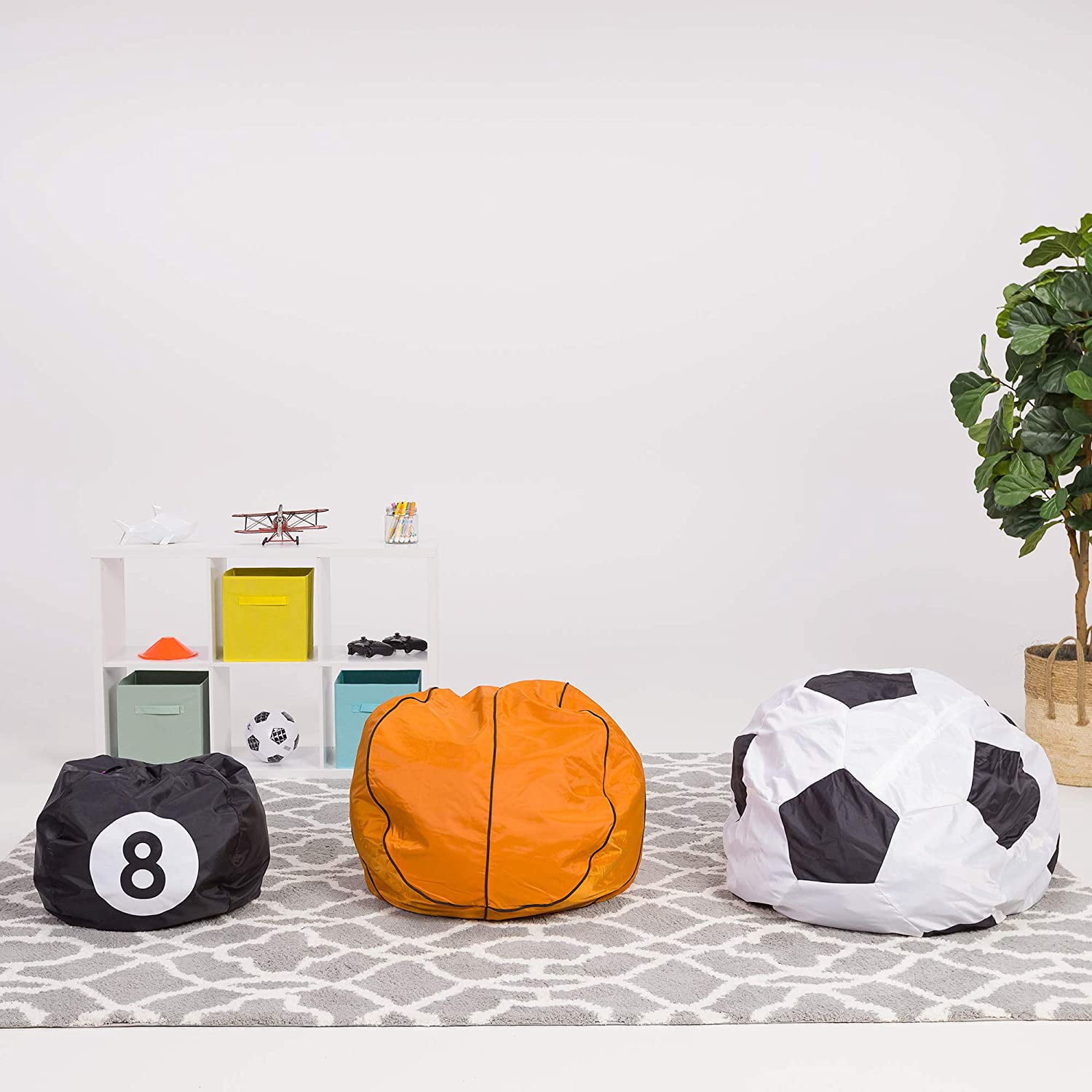 Posh Creations Bean Bag Chair, Adults, Kids, 4 ft, Purple Soccer Ball