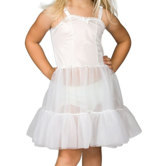 I.C. Collections Big Girls Adjustable Bouffant Sweetheart Nylon Slip Petticoat, White
