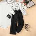thumbnail image 5 of XBASW 7-12T Girls Wide Leg Pant Outfits Long Sleeve Crewneck Printed Shirt and Wide Leg Pant 2 Pieces Spring Fall Outfits for Kids, 5 of 9
