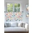 thumbnail image 4 of Watercolor Flower Sheer Curtains 2 Panels Set Retro Blue Pink Floral Garden Lihgt Filtering Rod Pocket Voile Drape, Semi Sheer Window Curtains for Bedroom Living Room, 52"x54", 4 of 5