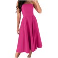 thumbnail image 2 of Staron Robe Sans Bretelles pour Femmes, Fluide, Ligne A, Été, Ample, Dos Nu, Robe d'Été Décontractée Sans Manches, Épaules Dénudées, Plage, Vacances, Robes Tube, 2 of 7