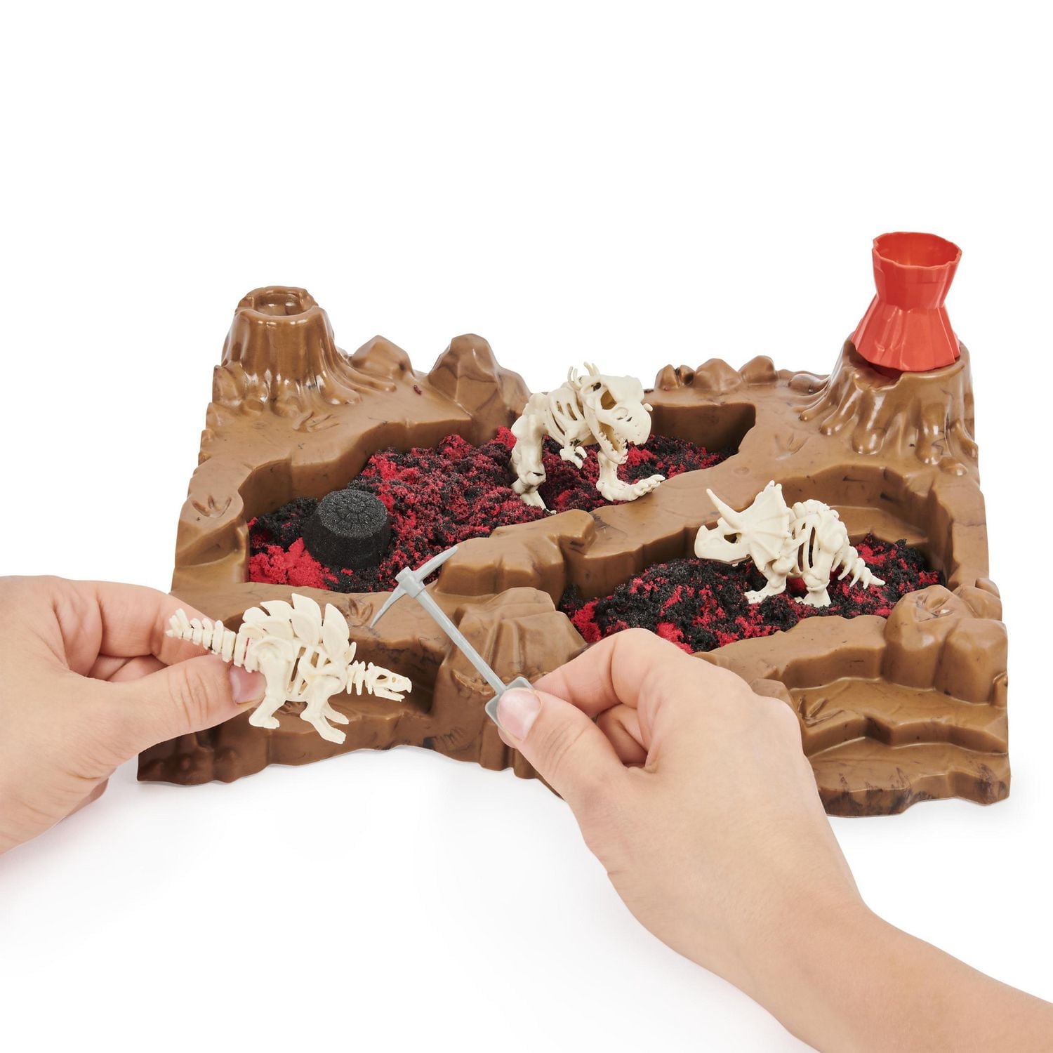 Kinetic Sand, Dino Dig Playset with 10 Hidden Dinosaur Bones, Play Sand Sensory Toys, Stocking Stuffers & Christmas Gifts for Kids Ages 6+