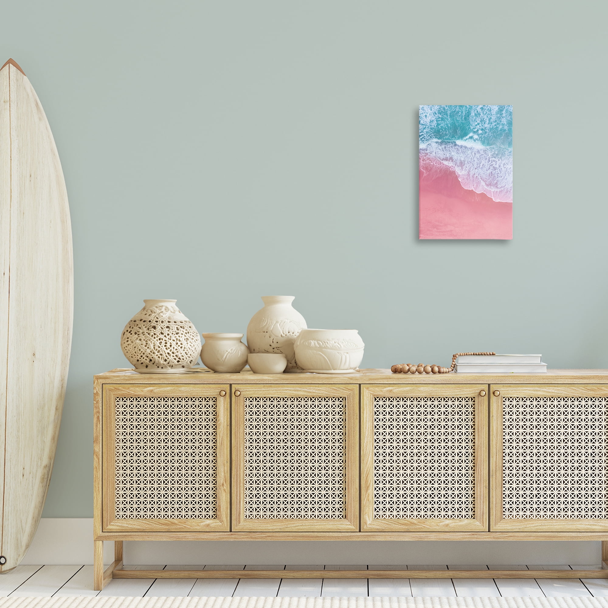 Stupell Industries Pink Surf Tide Landscape & Nature Photography Wrapped Canvas Art Print Wall Art, 16 x 24
