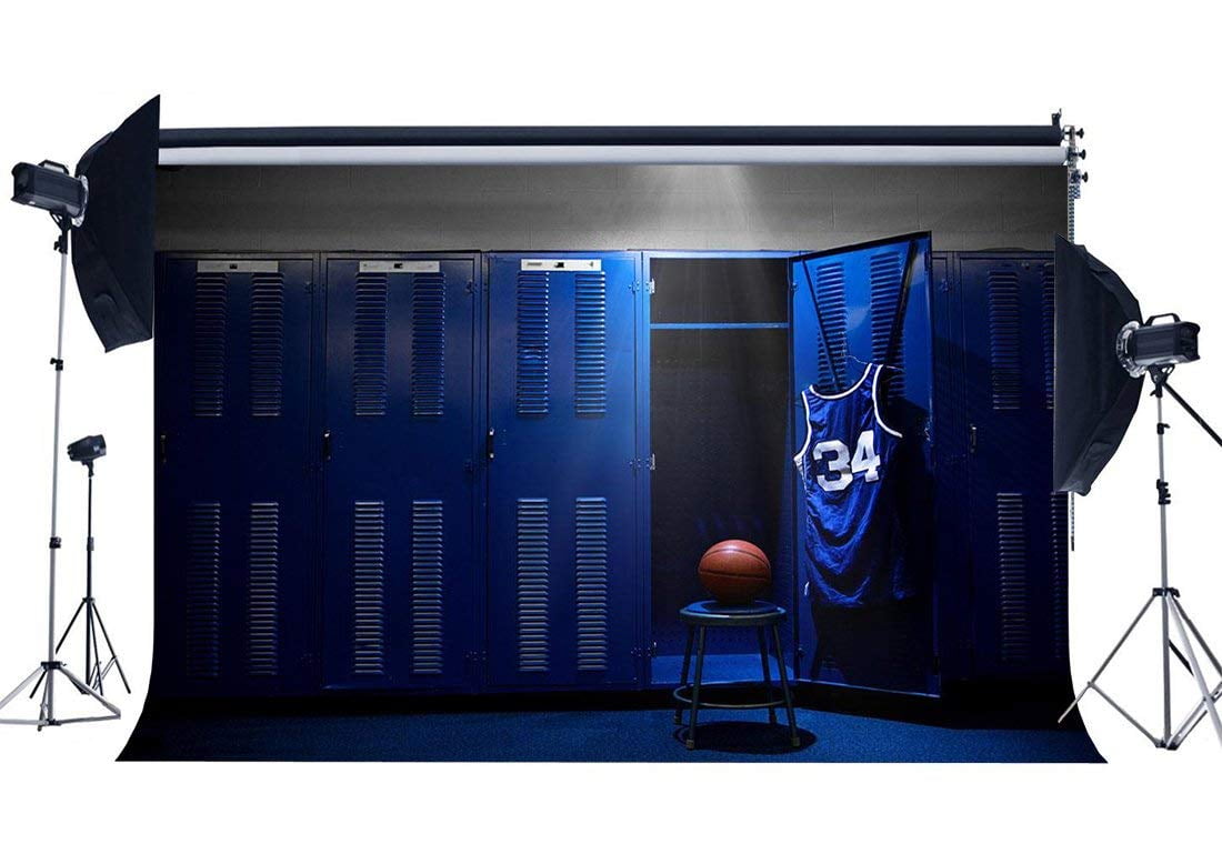 ABPHOTO Polyester 7x5ft Blue Locker Backdrop Interior Polo Shirt