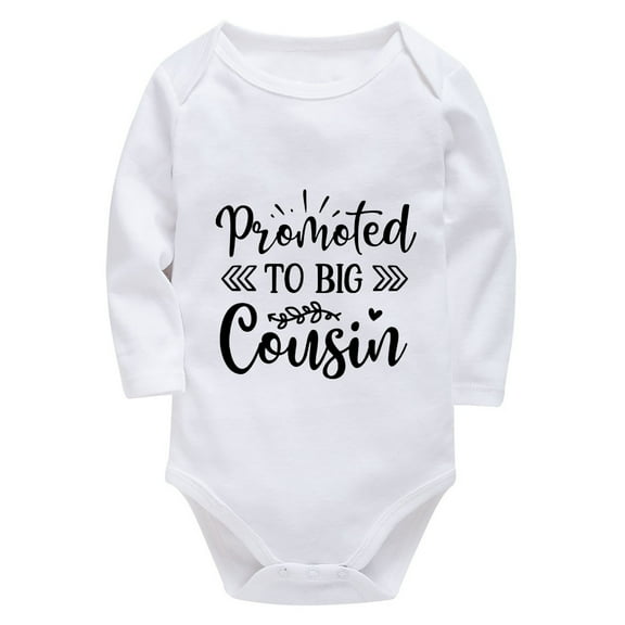 Promoted To Big Cousin Newborn Girl Baby Clothes Long Sleeve Baby Boy Romoer White Plain Onsies3-6 Months