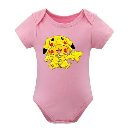 

Pokemon Newborn Pink Climbing Bodysuit Baby Boys&Girls Short Sleeve Tops 12 Months