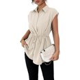 thumbnail image 2 of adaychics Womens Peplum Shirts Cap Sleeve Summer Collar Button Down Short Sleeve Peplum Blouse for Daily Wear, 2 of 7