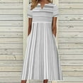 thumbnail image 2 of IROINNID Women's V-Neck Shift Dress Fashion Casual Sleeve Striped Print Pocket Maxi Dress Ankle-Length Dress, 2 of 8