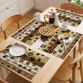thumbnail image 5 of Yellow Brown Farmhouse Placemats Set of 6 Black Dog Paw Vintage Wooden Place Mats Indoor Wipeable Table Mats Washable Cloth Dining Table Placemats for Kitchen Holiday Party Home Decor 13x19 Inch, 5 of 9