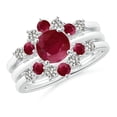 thumbnail image 4 of ANGARA Natural Ruby and Diamond Sunburst Ring Wrap in 14K White Gold for Women (Size-2.6mm) | July Birthstone Jewelry for Her | Natural Ruby Rings, 4 of 11