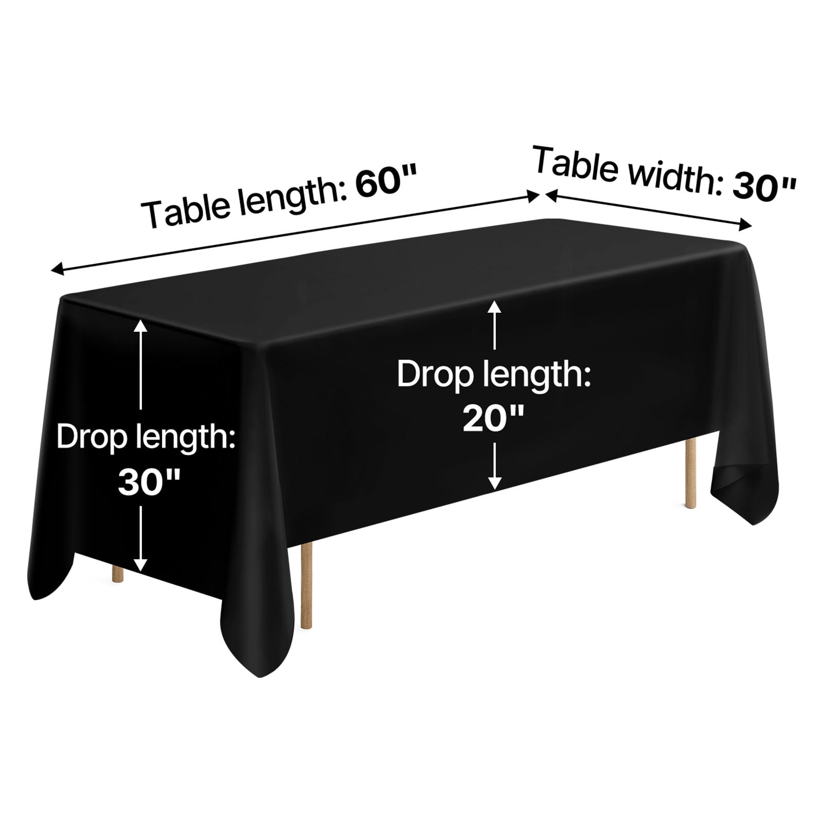 VEVOR Black Tablecloths for Rectangle Tables, 6 Pack, 70 x 120 Inches, Reusable and Machine Washable Table Clothes, Wrinkle-Resistant Polyester Fabric Table Covers for Wedding, Party, Banquet