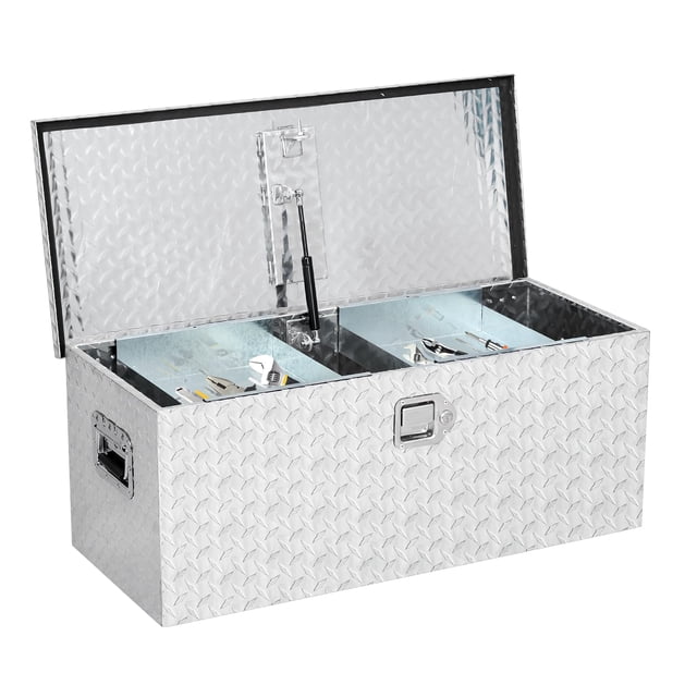 Aluminum Truck Bed Tool Box, Waterproof Lockable Storage Heavy Duty Toolbox for Pickup Beds, RVs & Trailers, Secure Organizer with Side Handles & Gas Strut Lid