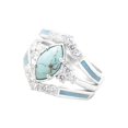 thumbnail image 1 of Anillo de diamantes con Turquesa Natural YONGSHENG color Plata para el Día de la Madre, 1 of 5