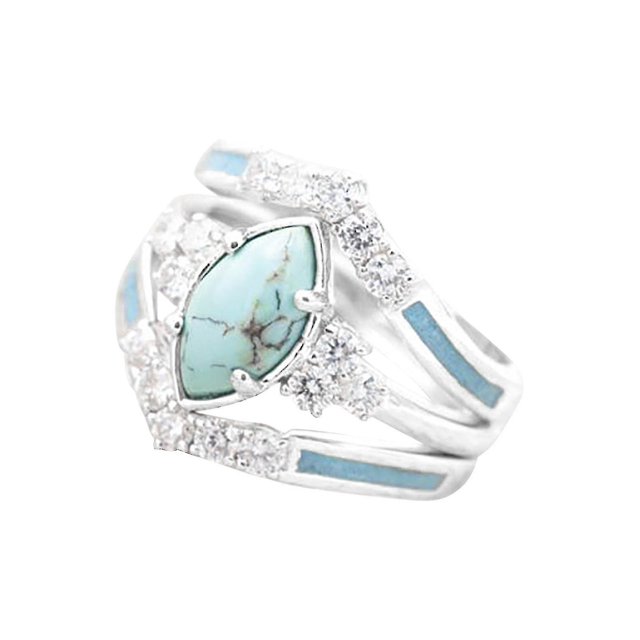Anillo de diamantes con Turquesa Natural YONGSHENG color Plata para el Día de la Madre