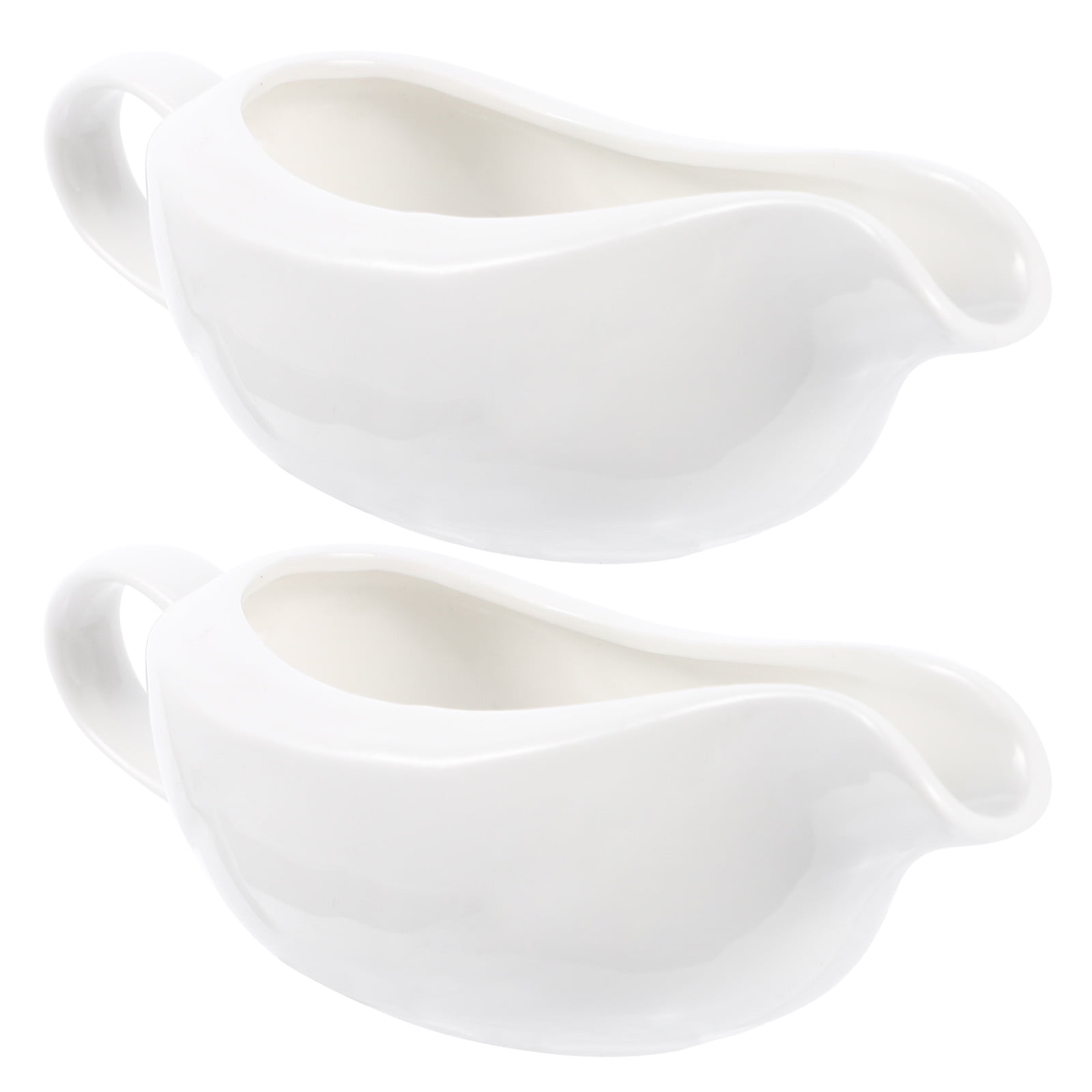 Creamer Microwave & Dishwasher Safe Porcelain Gravy Boat 14 oz Easy Pour White Gravy Boat with Saucer Stand for Salad Dressings 1PC 400ML Milk,Broth 