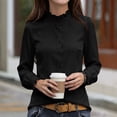 thumbnail image 2 of jjayotai Women's Button down Shirts Long Sleeve Smocked Cuffed Ruffle Collar Blouses Fall Work Business Casual Tops, 2 of 6