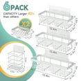 thumbnail image 5 of Ophanie Adhesive Shower Caddy 6 Pack, Large Capacity Bathroom Organizers and Storage, No Drilling Wall-Mounted Basket, White, 5 of 8